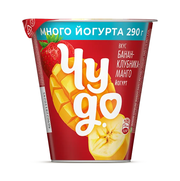 Йогурт густой банан-клубника-манго