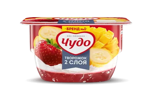 Воздушный творожок ЧУДО Банан-клубника-манго - купить на сайте